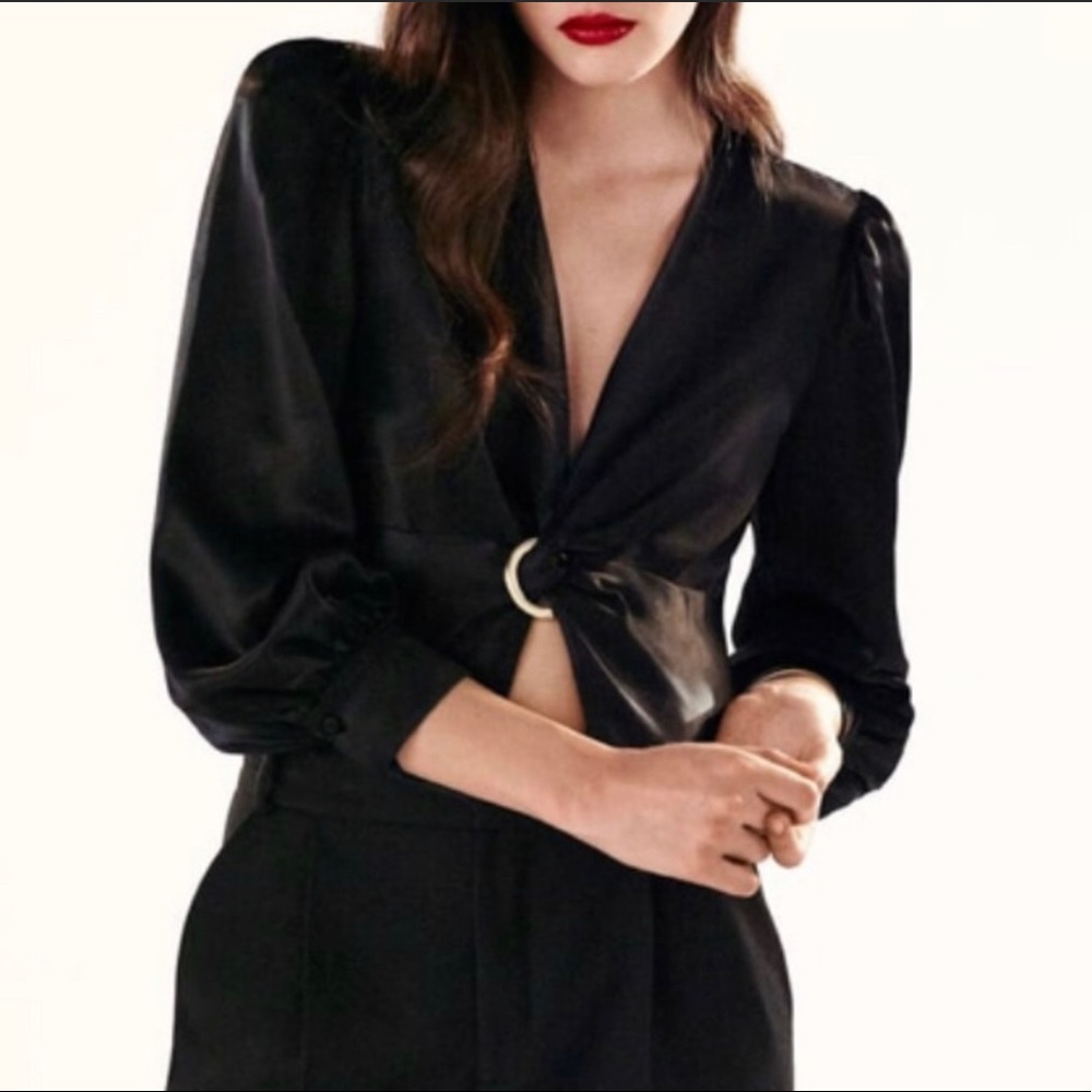 Zara ring trim satin effect top